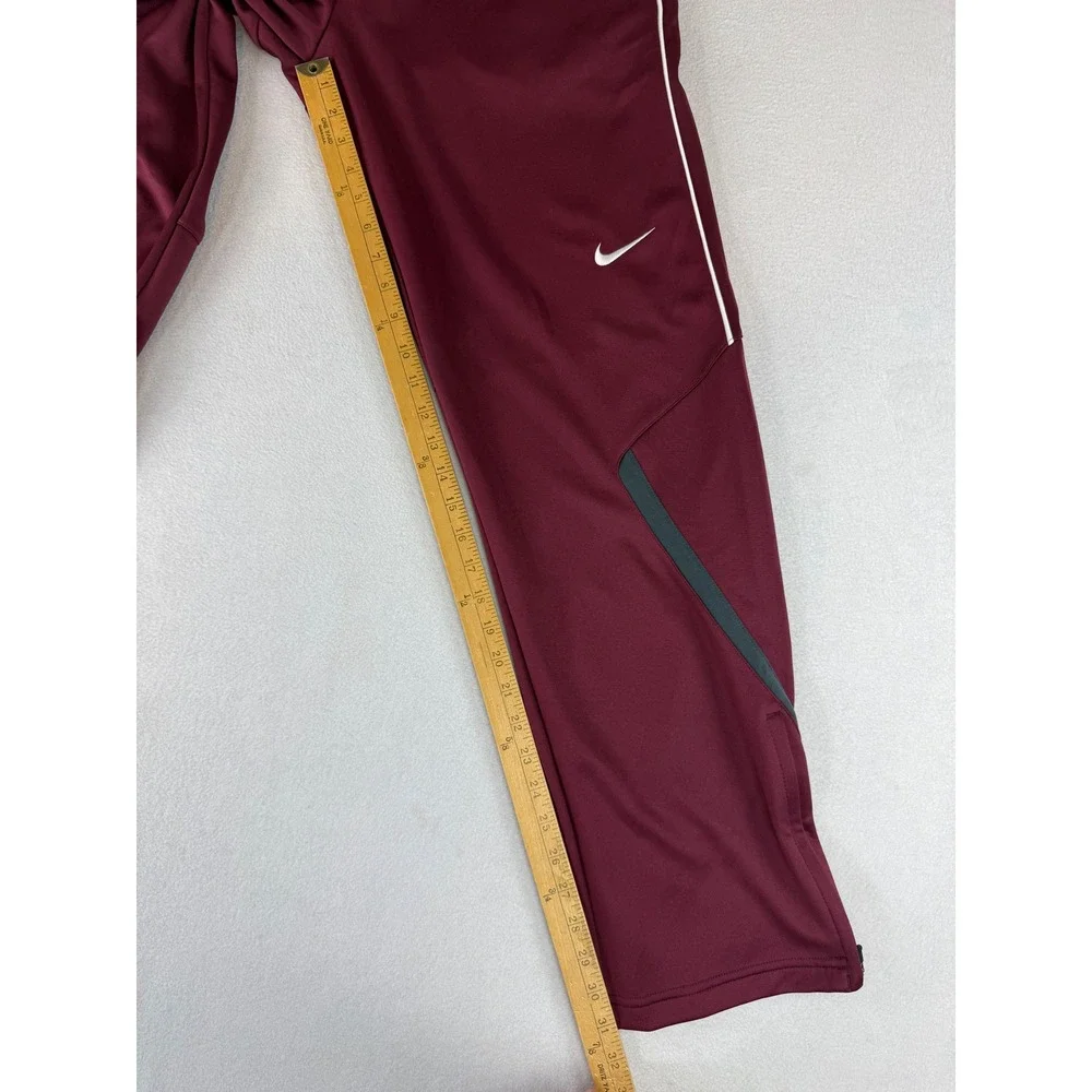 Nike Track Pants Mens Medium Maroon Dri-FIT Athletic Ankle Zip 647124-669